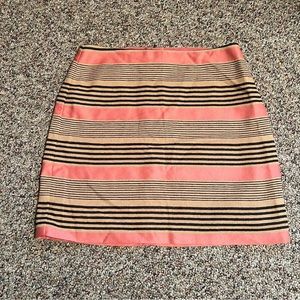 LOFT Striped Lined Linen and Cotton Skirt